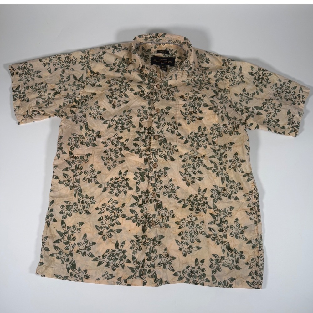 Pete Huntington Bali Handcrafted Cotton Floral Batik Shirt Mens M Boho Bohemian